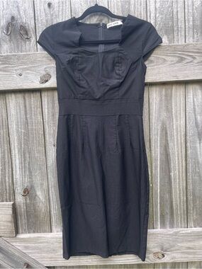 Grace Karin Black Cap Sleeve Midi Sheath Dress
